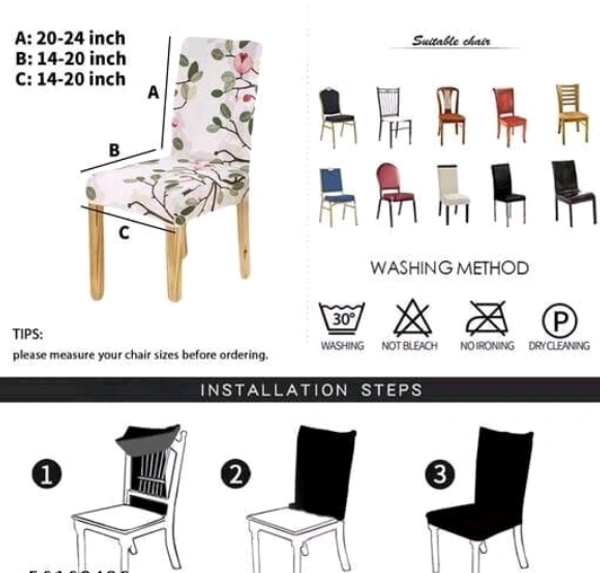 Elastic Stretchable Printed Dining Chair Covers Set of 6 will bloom your dining with their HD printed designs - Polyster, Elastic, Pack of 6, Single Seater